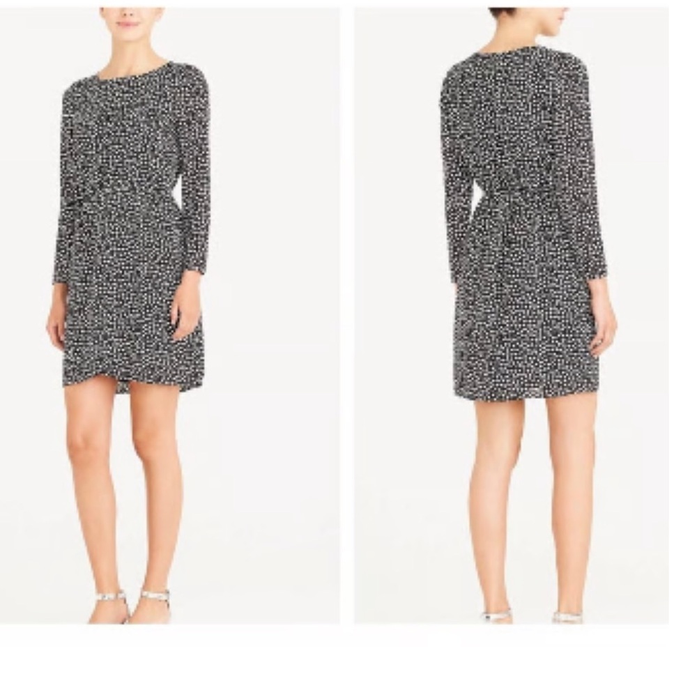 J. Crew Heart Printed Tulip Hem Long Sleeve Dress